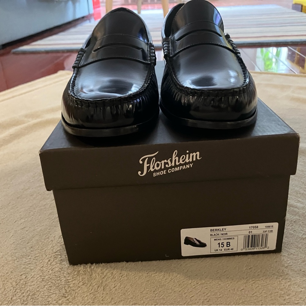 Florsheim Black Leather Penny Loafers Slip-On Classic